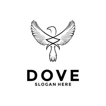Bird dove icon logo vector, line art dove logo design template Stock Illustration