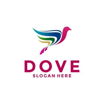 Bird dove icon logo vector, Abstract Colorful dove logo design template Illustrazione stock