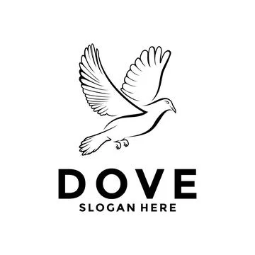Bird dove icon logo vector, line art dove logo design template Stock Illustration