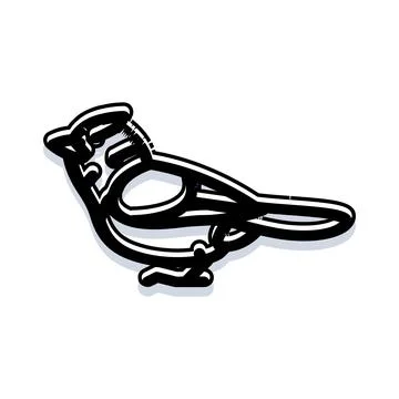 Bird drawing line art simple black white illustration Stock Illustration