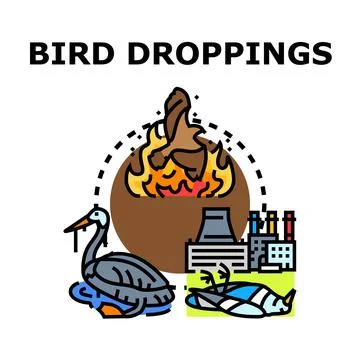 Bird droppings concept polluting natural environment Stock Illustration