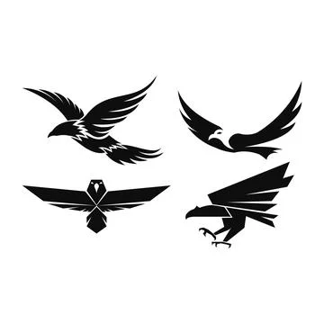 Bird eagle falcon animal feather vector logo Stock Illustration