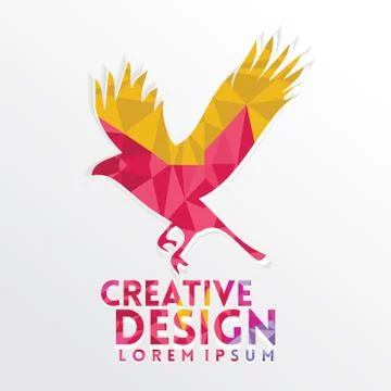 Bird Eagle Geometric paper craft style. Stock Illustration