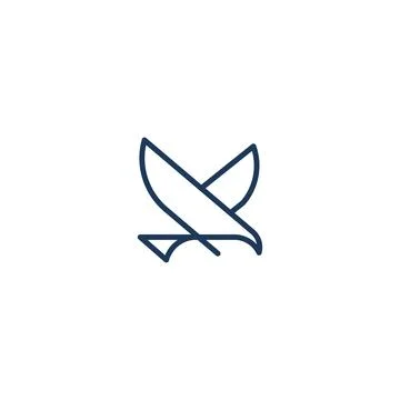 Bird, eagle, hawk vector line logo design. Universal premium falcon Illustrazione stock