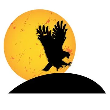 Bird eagle sunset sunrise moon silhouette Stock Illustration