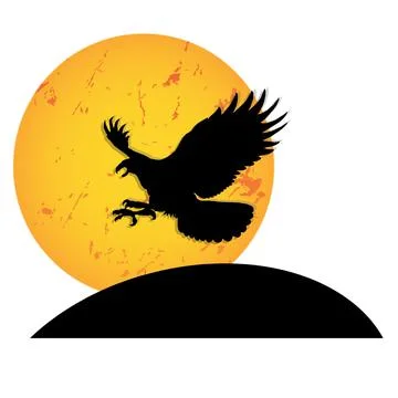 Bird eagle sunset sunrise moon silhouette 1 Stock Illustration