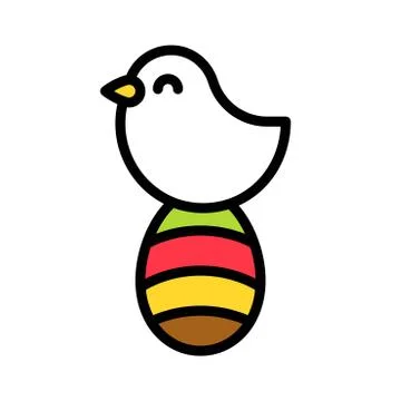 Bird with easter egg vector, Easter filled icon editable stroke Stock Illustration