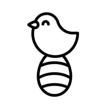Bird with easter egg vector, Easter line icon editable stroke Stock Illustration