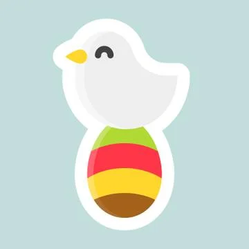 Bird with easter egg vector icon, Easter and spring flat sticker Stock Illustration