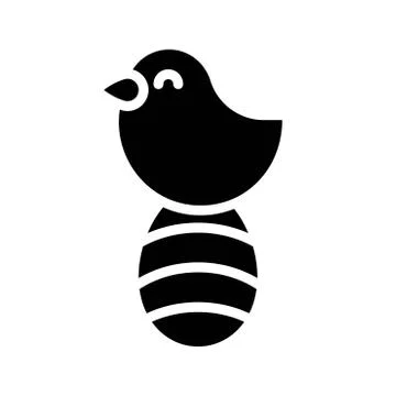 Bird with easter egg vector, Isolated Easter solid style icon Stock Illustration