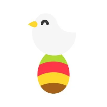 Bird with easter egg vector, Isolated Easter flat style icon Stock Illustration