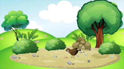 Bird Eating Worm 2D Animation Stock Footage 281436676