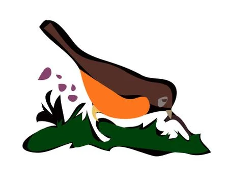 Bird eating a worm Stock Illustration