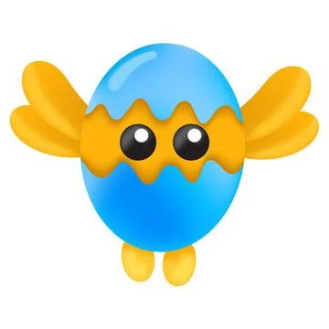 A bird in an egg shell is flying in the sky, doodle icon image kawaii Stock Illustration