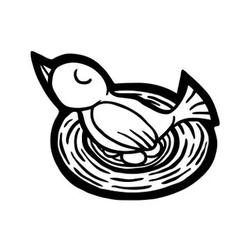 Bird on eggs Stock Illustration