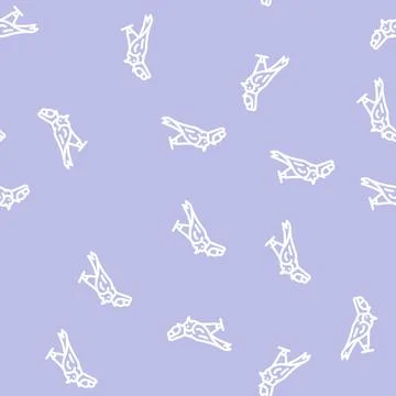 Bird egypt line vector seamless pattern Stock Illustration