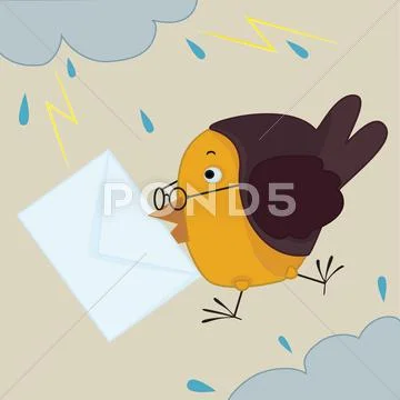 Bird with envelope Stock Illustration