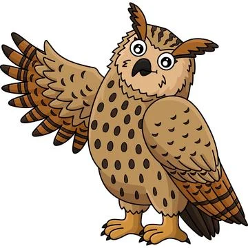 Bird Eurasian Eagle Owl Cartoon Colored Clipart Stock Illustration