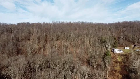A Bird Eye Pan Shot from the Right to the Left of a Rural Area Stock Footage 276804816