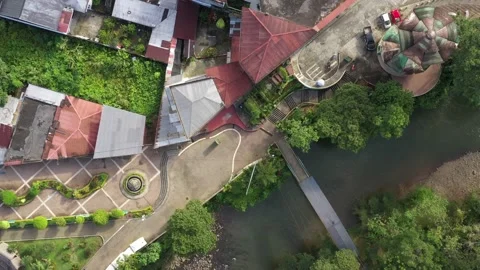 Bird eye view of an area within a city alongside a river Stock Footage 142759351