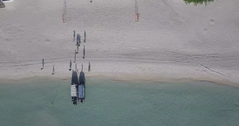 Bird Eye view of beach shore with long shadow Vidéo 142184767