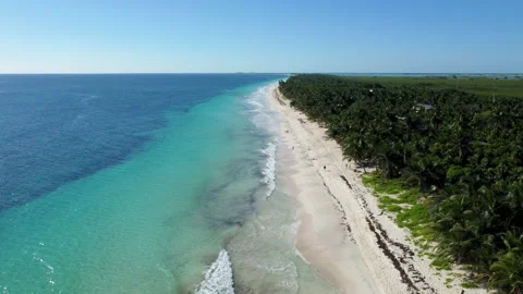 Bird eye view of a beach in Tulum, Mexico. Stock Footage 236472453