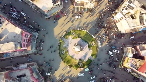 Bird eye view of clock tower of Faisalabad Pakistan with traffic (2) Stock Footage 199243204