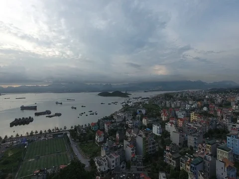 Bird eye view of Cong Vien Hoa Ha Long. Vietnam Stock Footage 71819776