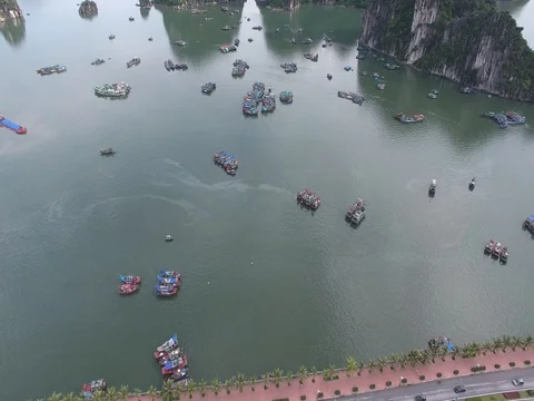 Bird eye view of Cong Vien Hoa Ha Long. Vietnam Stock Footage 71820066