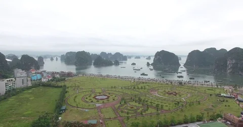 Bird Eye View Of Cong Vien Hoa Ha Long. Vietnam. Stock Footage 78899508
