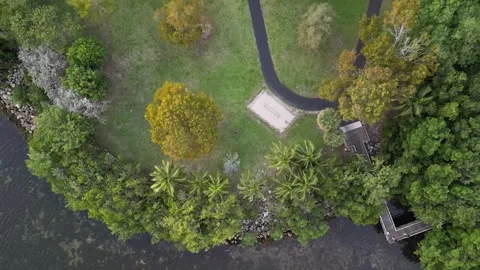 Bird Eye view of David T Kennedy Park Miami by Drone Stock Footage 243934756