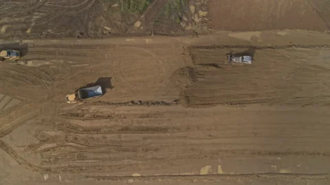 Bird eye view of earthwork construction Stock Footage 158631604