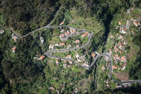 Bird Eye View from Eira do Serrado Viewpoint in Madeira Stock Photos