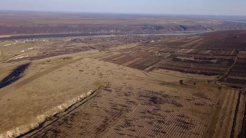 Bird Eye View of the Fields and Agricultural Parcel. Stock Footage 105233739