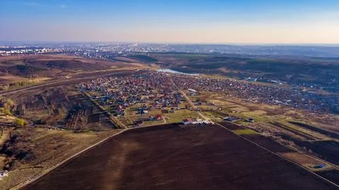 Bird Eye View of the Fields and Agricultural Parcel. Foto stock