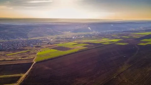 Bird Eye View of the Fields and Agricultural Parcel. Foto stock
