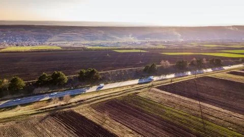 Bird Eye View of the Fields and Agricultural Parcel Foto stock