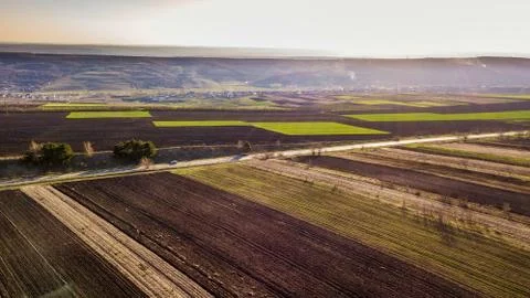Bird Eye View of the Fields and Agricultural Parcel Foto stock