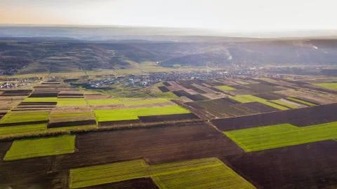 Bird Eye View of the Fields and Agricultural Parcel Foto stock