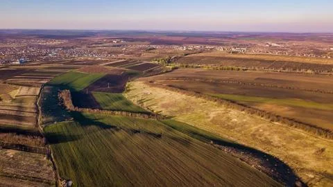 Bird Eye View of the Fields and Agricultural Parcel. Foto stock