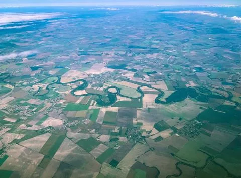 Bird Eye View of the Fields and Agricultural Parcel. Aerial Views. Stock Photos