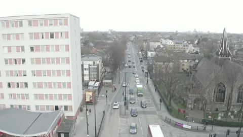 BIRD EYE VIEW FORWARD TRACK OF CITY TRAFFIC,PEAK TIME EUROPE Stock-Footage 150088904