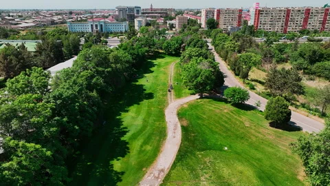 Bird eye view of Golf course. Establishing shot, drone flying over golf course Stock Footage 250123686