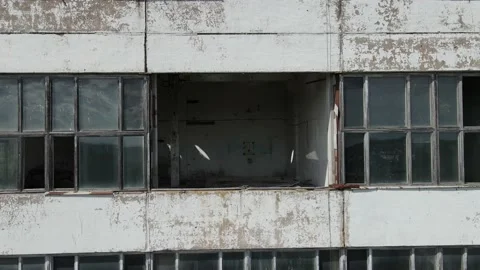 Bird Eye View of a Huge Abandoned Soviet Industrial Zone of Chemical Factory 4k Stock Footage 135897004