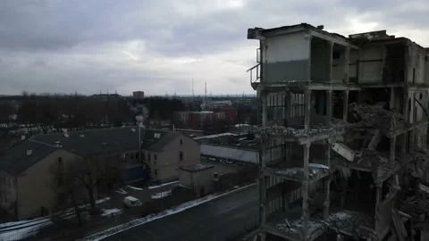 Bird Eye View of a Huge Abandoned Soviet Industrial Zone of Chemical Factory 4k Stock Footage 151598233
