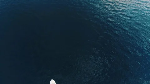 Bird Eye View of Luxurious Speed Boat On The Lake Stock Footage 79582001