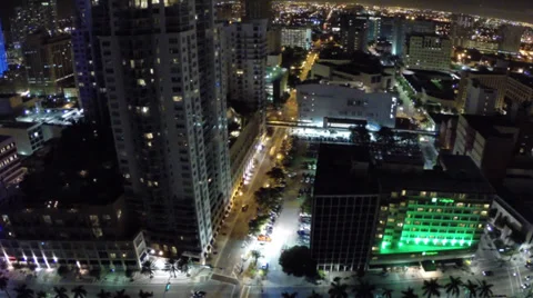 Bird eye view of Miami at night Stock Footage 33653010