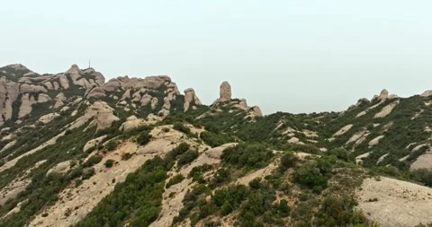 Bird-Eye View of Montserrat: Capturing the Beauty of Catalonia Mountain Stock Footage 315290002
