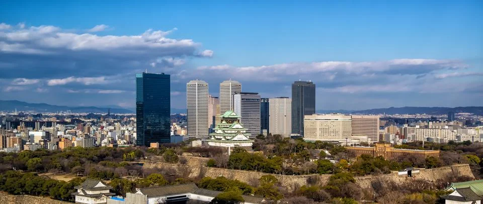 Bird eye view of Osaka Castle Foto stock