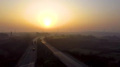 Bird eye view of roads leading to city of Pakistan (6) Stock Footage 199243659